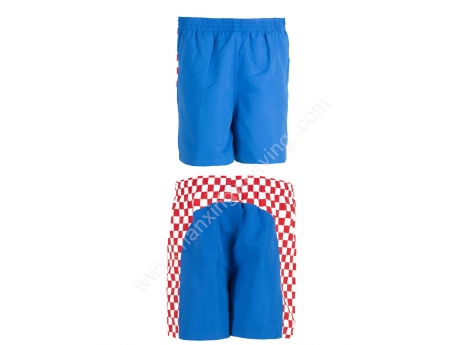 100% Polyester red white check mens beach shorts