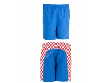 100% Polyester red white check mens beach shorts