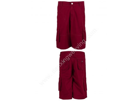  Multi Pockets Cotton Loose Outdoor Purplish Red Cargo Shorts